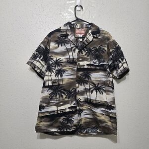 Vintage RJC Hawaiian Shirt Mens L Made In Hawaii Palm Tree Beach Aloha Button Up